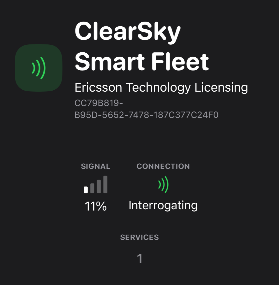 screenshot of bluetooth scan